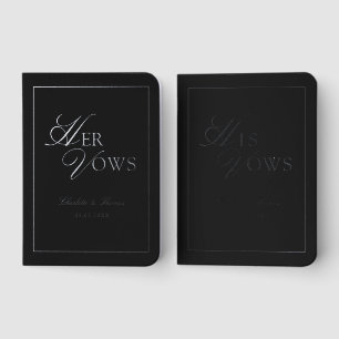 'His & Hers' Elegant Black Wedding Vow Foil Books