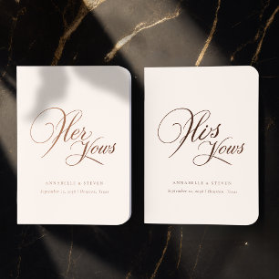 'His & Hers' Elegant Wedding Beige Vow Foil Books
