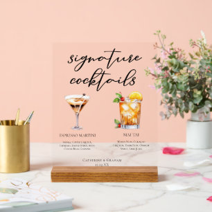 His & Hers Espresso Martini Mai Tai Cocktails Acrylic Sign