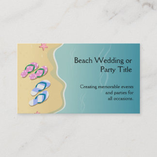 His/Hers Flip Flops on the Beach Wedding Business Card