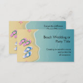 His/Hers Flip Flops on the Beach Wedding Business Card (Front/Back)