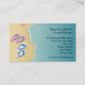 His/Hers Flip Flops on the Beach Wedding Business Card (Back)