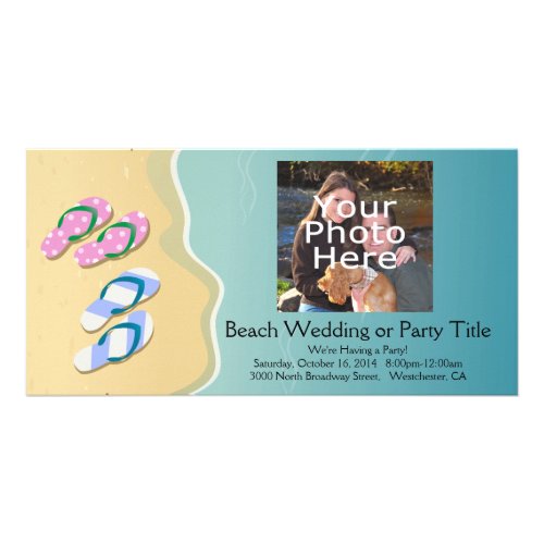 HisHers Flip Flops on the Beach Wedding Card