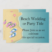 His/Hers Flip Flops on the Beach Wedding Invitation (Front/Back)