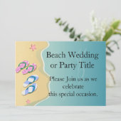 His/Hers Flip Flops on the Beach Wedding Invitation (Standing Front)