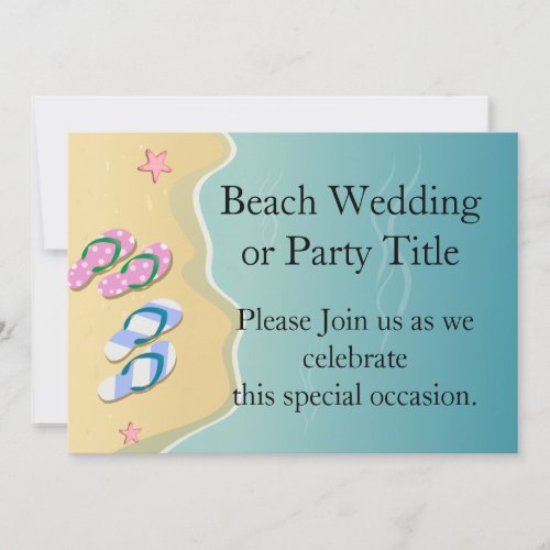 His/Hers Flip Flops on the Beach Custom Announcements