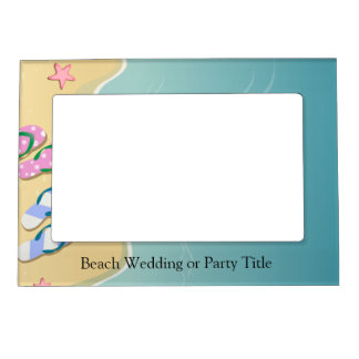 His/Hers Flip Flops on the Beach Wedding Magnetic Photo Frame