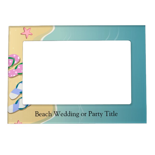 His/Hers Flip Flops on the Beach Wedding Magnetic Photo Frame (Front)