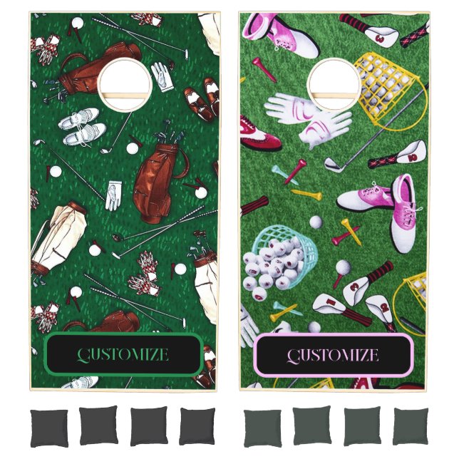His & Hers Golf Theme Cornhole Set (Set)