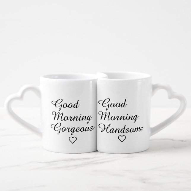 His & Hers Good Morning Nesting Love Mugs (Front Nesting)