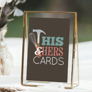 His & Hers Hammer Whisk Couple Shower Cards Sign