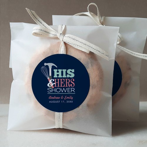 His  Hers Hammer Whisk Handy Couple Shower Classic Round Sticker