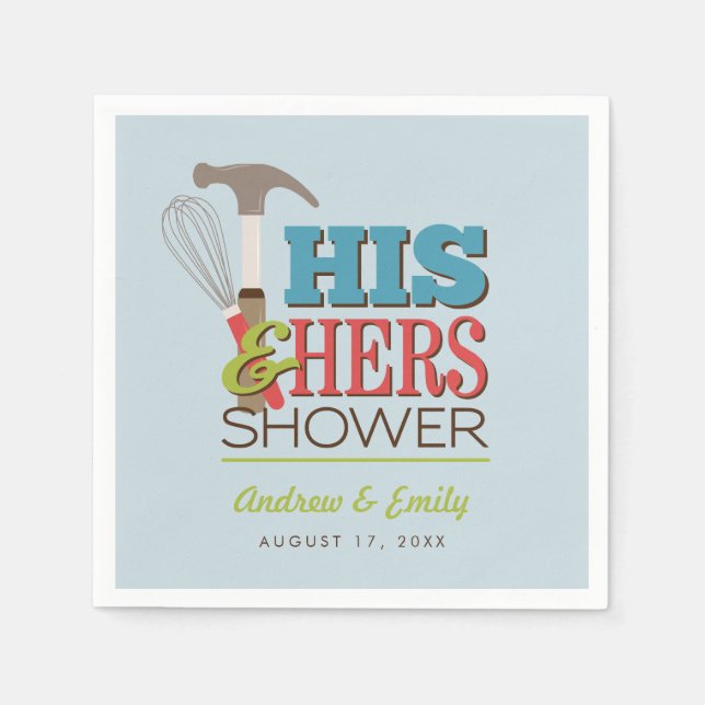 His & Hers Hammer Whisk Handy Couple Shower Napkins (Front)
