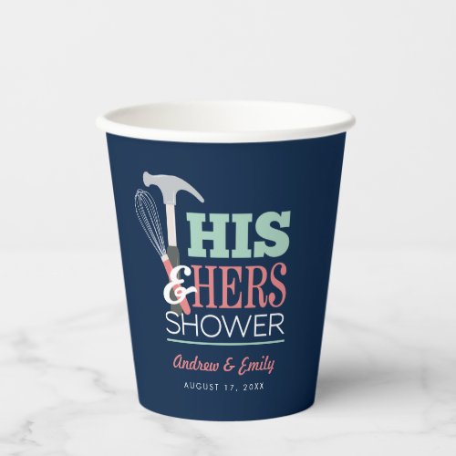 His  Hers Hammer Whisk Handy Couple Shower Paper Cups
