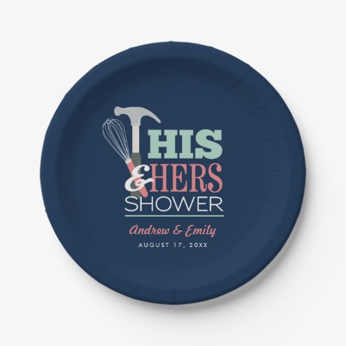 His  Hers Hammer Whisk Handy Couple Shower Paper Plates