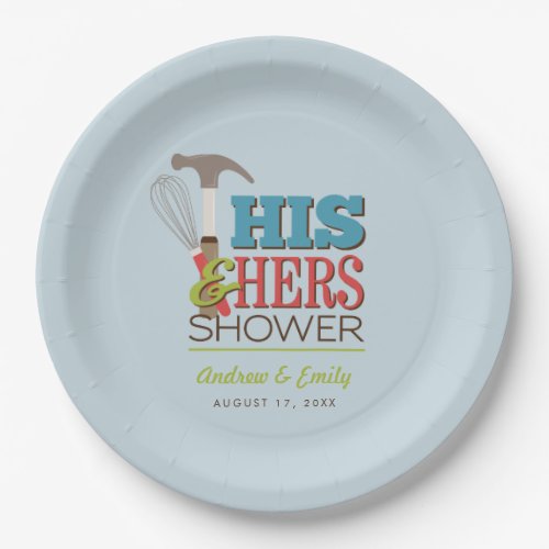 His  Hers Hammer Whisk Handy Couple Shower Paper Plates
