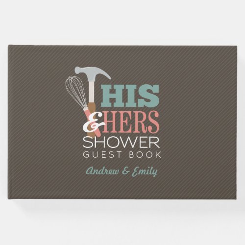 His  Hers Handy Wedding Couple Bridal Shower Guest Book