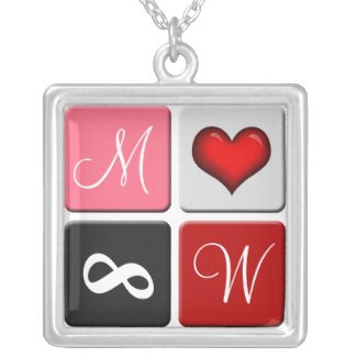 His & Hers Initials ~ Red Forever Love Necklace