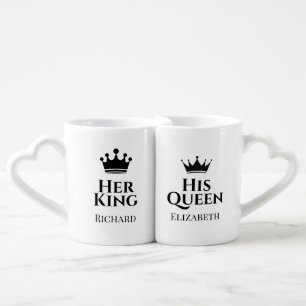His & Hers King and Queen Custom Couple's Nesting Coffee Mug Set