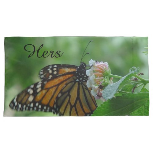 His Hers Monarch Butterfly Floral Pillow Cases