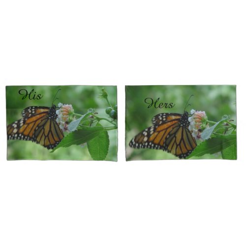 His Hers Monarch Butterfly Floral Standard Cases
