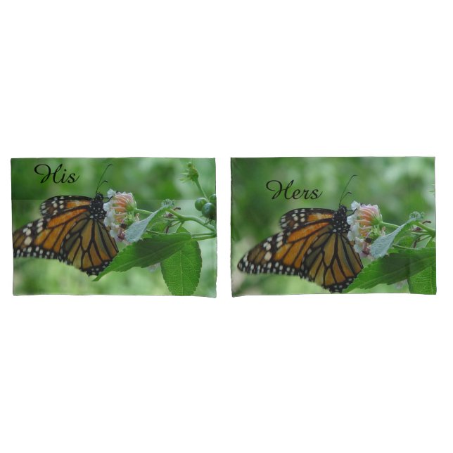 His Hers Monarch Butterfly Floral Standard Cases (Front-Set)