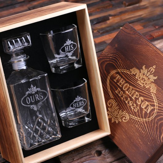 His Hers Ours Gift Box Set: Glasses and Decanter (Inside)