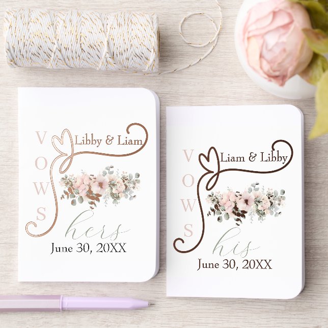 His & Hers Personalized Foiled Wedding Foil Vow Books (Wedding)