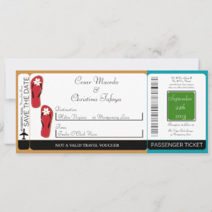 His/Hers Sandals Boarding Pass Wedding Invitation