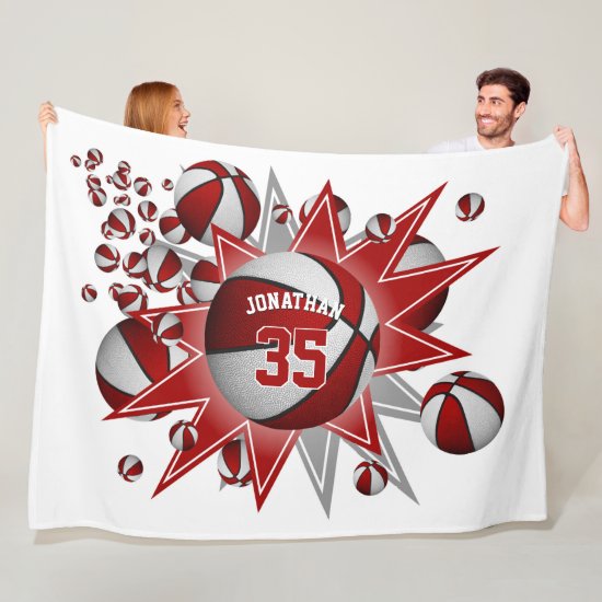 his hers sporty red white basketball blowout fleece blanket