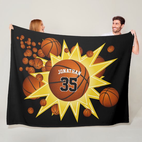 his hers sporty star player basketball blowout fleece blanket