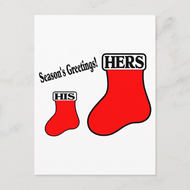 His Hers Stockings Postcard (Front)