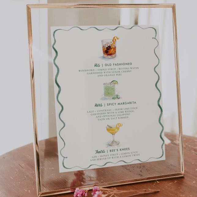 His Hers Theirs | Watercolor Signature Cocktail Poster (Creator Uploaded)