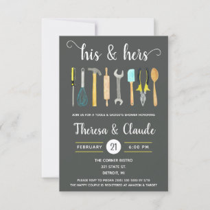 His & Hers Tools and Gadgets Couples Bridal Shower Invitation