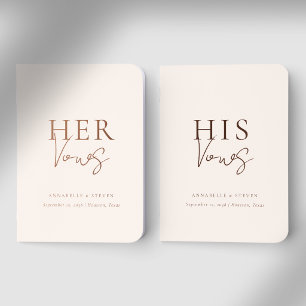 'His & Hers' Wedding Beige Vow Foil Books