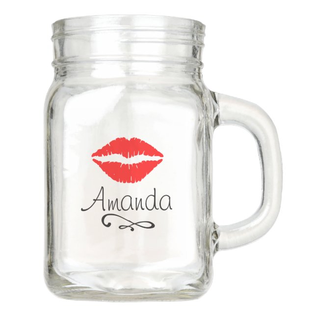 His & Hers Wedding Bridal party gift personalized Mason Jar (Front)
