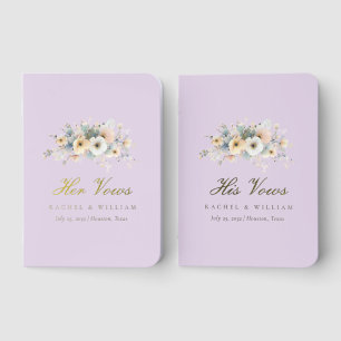 'His & Hers' Wedding Lilac Boho Flowers Vow Books