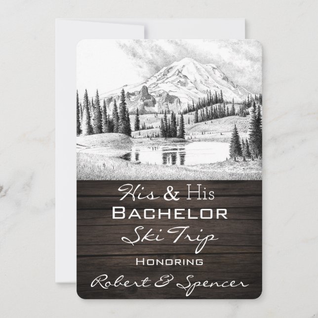 His & His Bachelor Party Ski Trip Invite (Front)