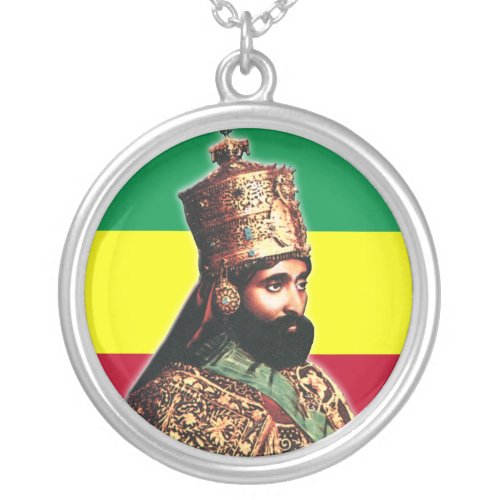 His Imperial Majesty Emperor Haile Selassie I Silver Plated Necklace