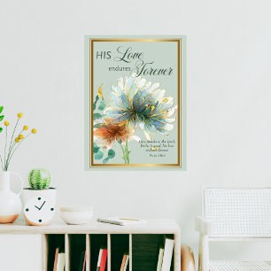 His Love Endures Forever Psalm 136 Floral Green Wall Decal