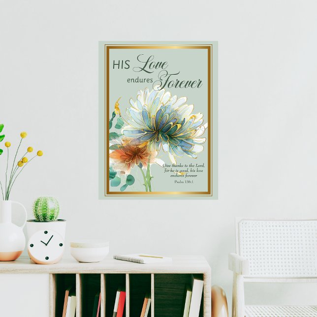 His Love Endures Forever Psalm 136 Floral Green Wall Decal (Creator Uploaded)