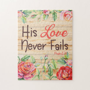 His Love Never Fails Christian Floral Jigsaw Puzzle