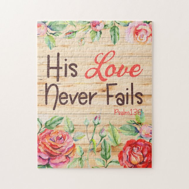 His Love Never Fails Christian Floral Jigsaw Puzzle (Vertical)