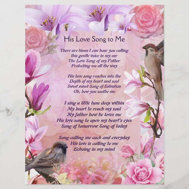 His Love Song to Me Floral Watercolor Stationary (Front)