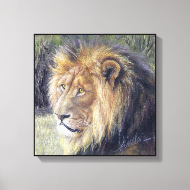 "His Majesty" 14" x 14" Canvas Print of Lion (Front)