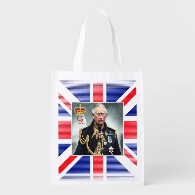 His Majesty King Charles III   Reusable Grocery Ba Grocery Bag (Front)