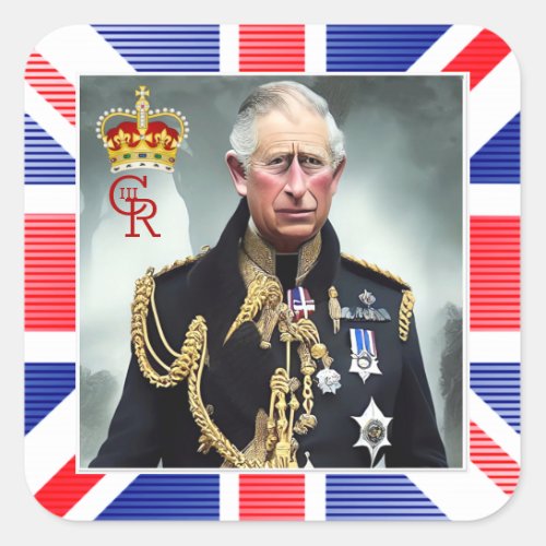 His Majesty King Charles III   Square Sticker