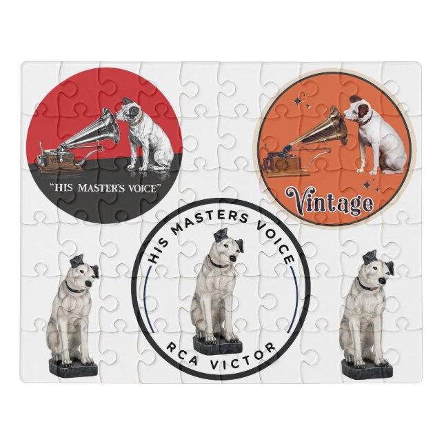 His Master's Voice Logo Collage Jigsaw Puzzle (Puzzle Horizontal)