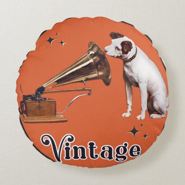 His Master's Voice RCA Victor  Round Pillow (Front)
