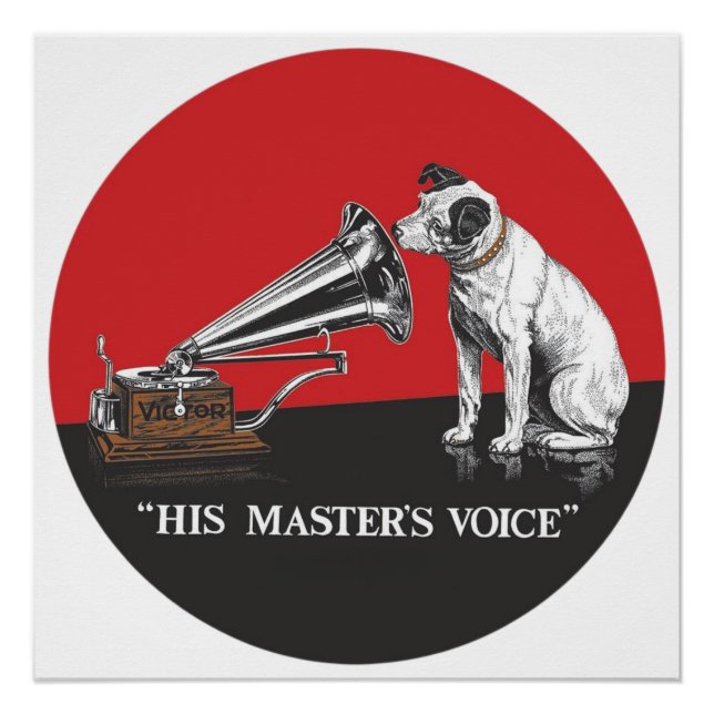 His Master's Voice Red & Black Vintage Poster (Front)